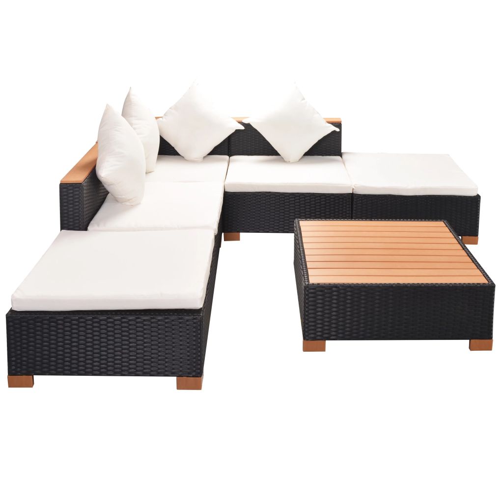 Garten Lounge Set Tlg Poly Rattan Wpc Schwarz Rattan Lounge