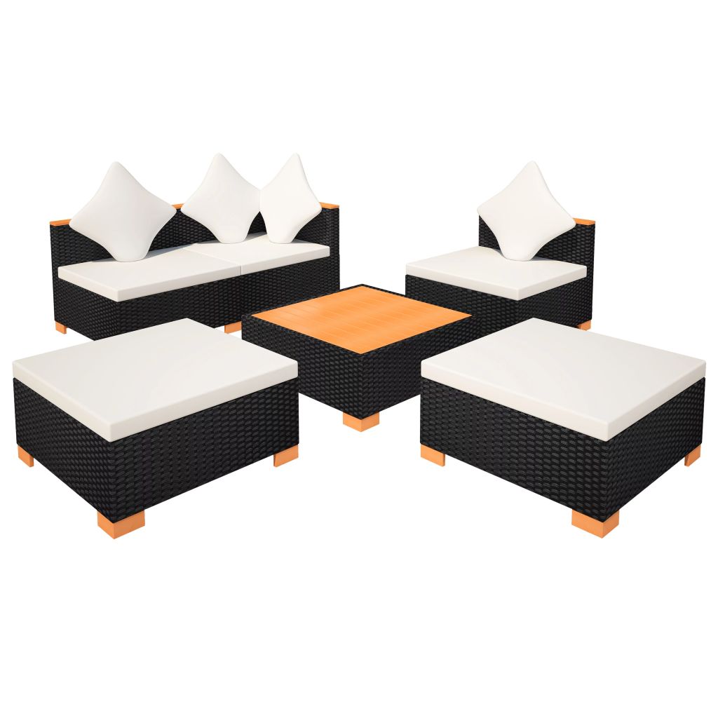 Garten Lounge Set Tlg Poly Rattan Wpc Schwarz Rattan Lounge