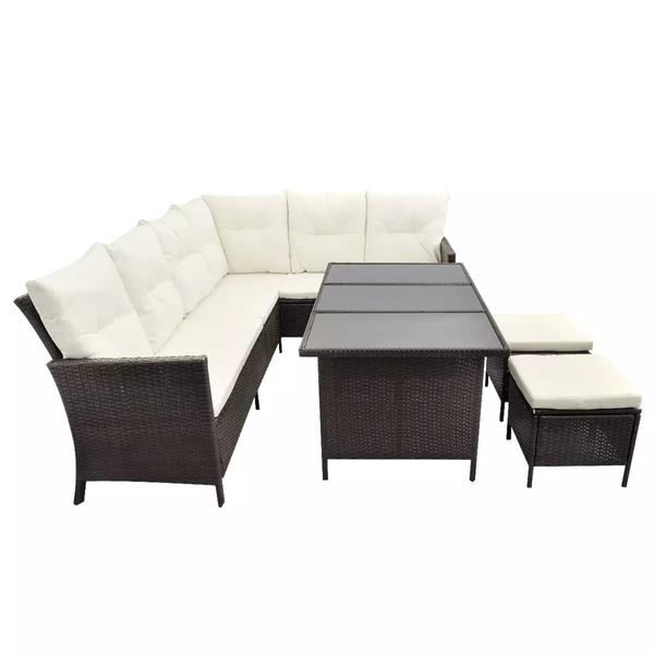 GartenSofagarnitur 14tlg. 8 Personen Poly Rattan Braun