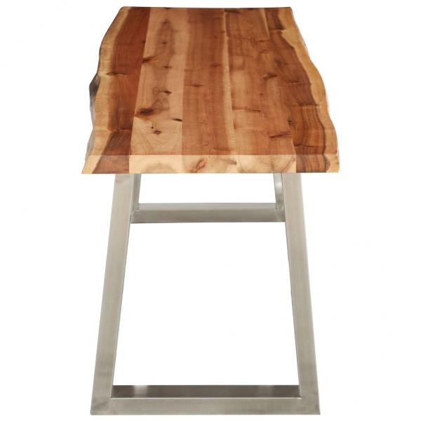 Bank 140 cm Akazie Massivholz und Edelstahl | Esszimmerbank | Esszimmer