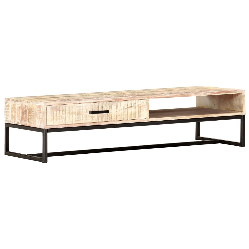 Couchtisch Weiss 117 × 50 × 30 cm Massivholz Akazie