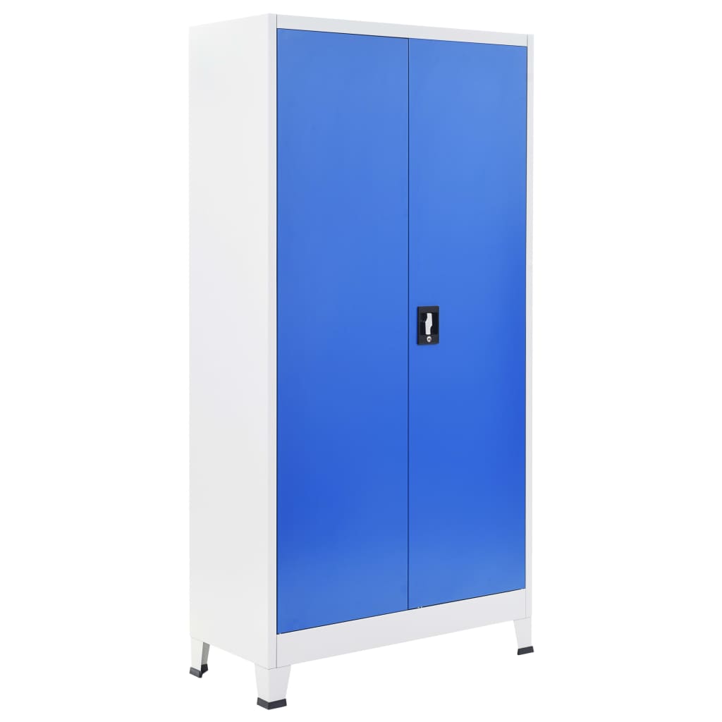Büroschrank Metall 90 x 40 x 180 cm Grau und Blau | Preisvogel