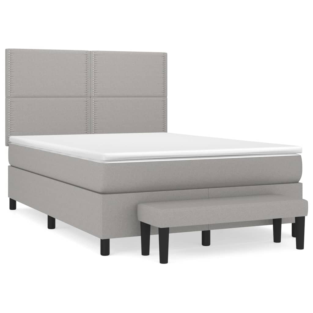 Boxspringbett Komplett Mit Matratze Hellgrau 140x190 Cm Stoff