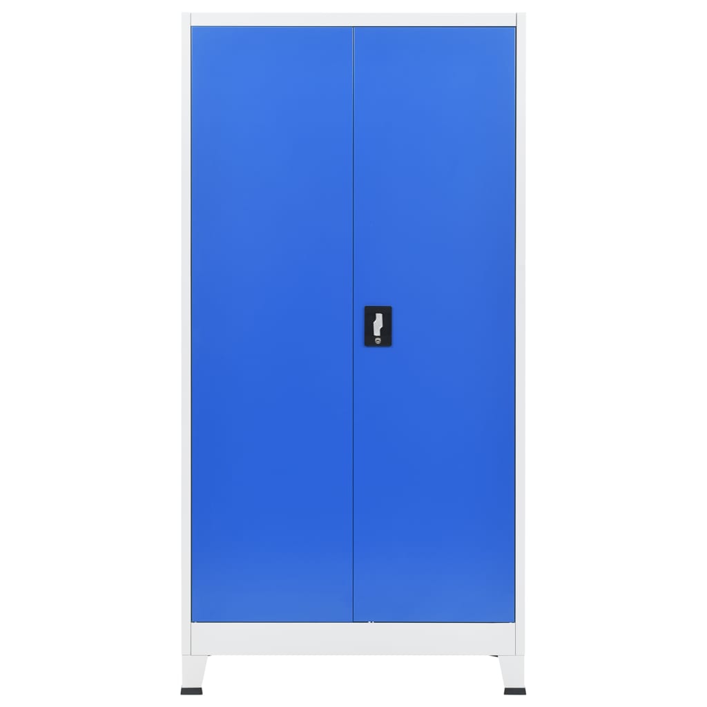 Büroschrank Metall 90 x 40 x 180 cm Grau und Blau | Preisvogel