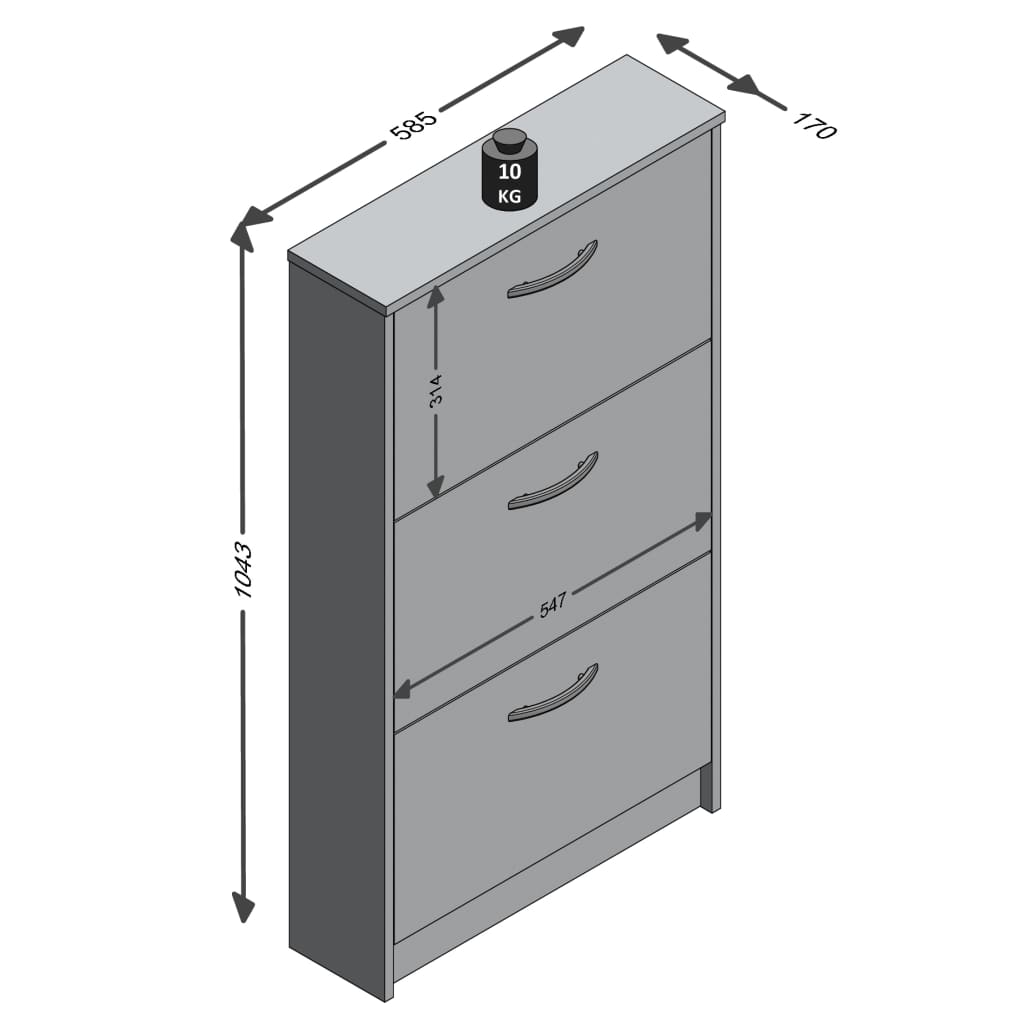 FMD Schuhschrank mit 3 Kippfächern Weiss Schuhregale